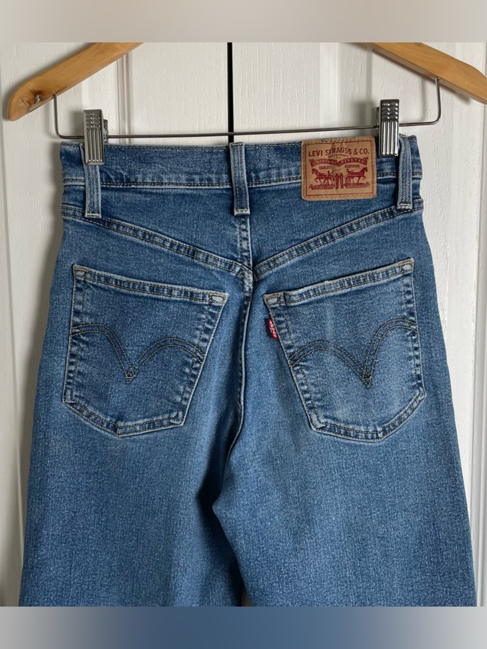 Levi's Ribcage Straight Ankle Jeans Women’s 25 Blue Denim High Waist Button Fly - Picture 8 of 12
